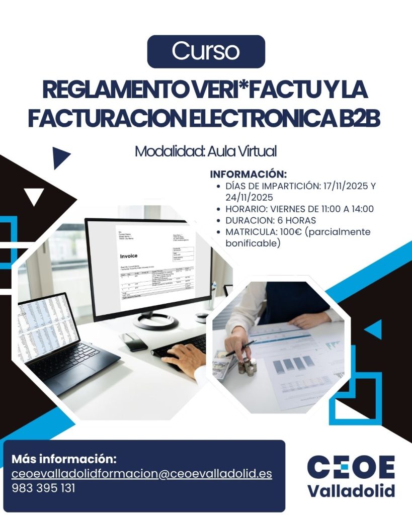 Cartel Curso Reglamento Facturacion Electronica Cursos CEOE Valladolid